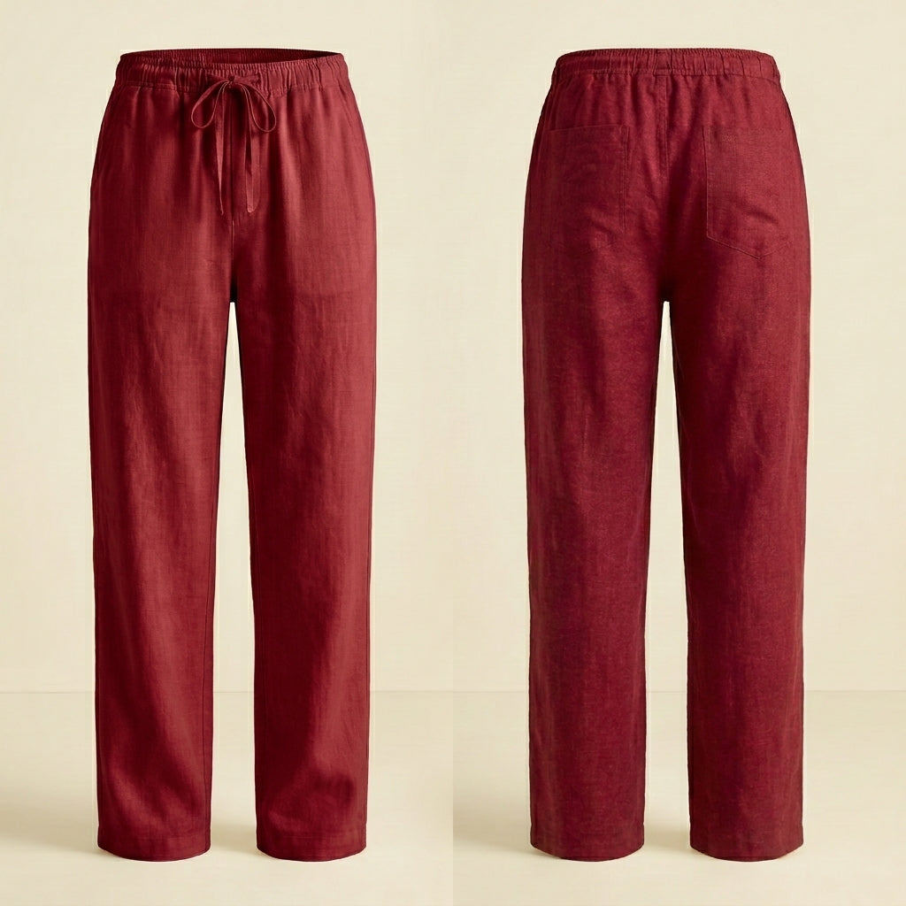 Premium Linen Pants – Maroon