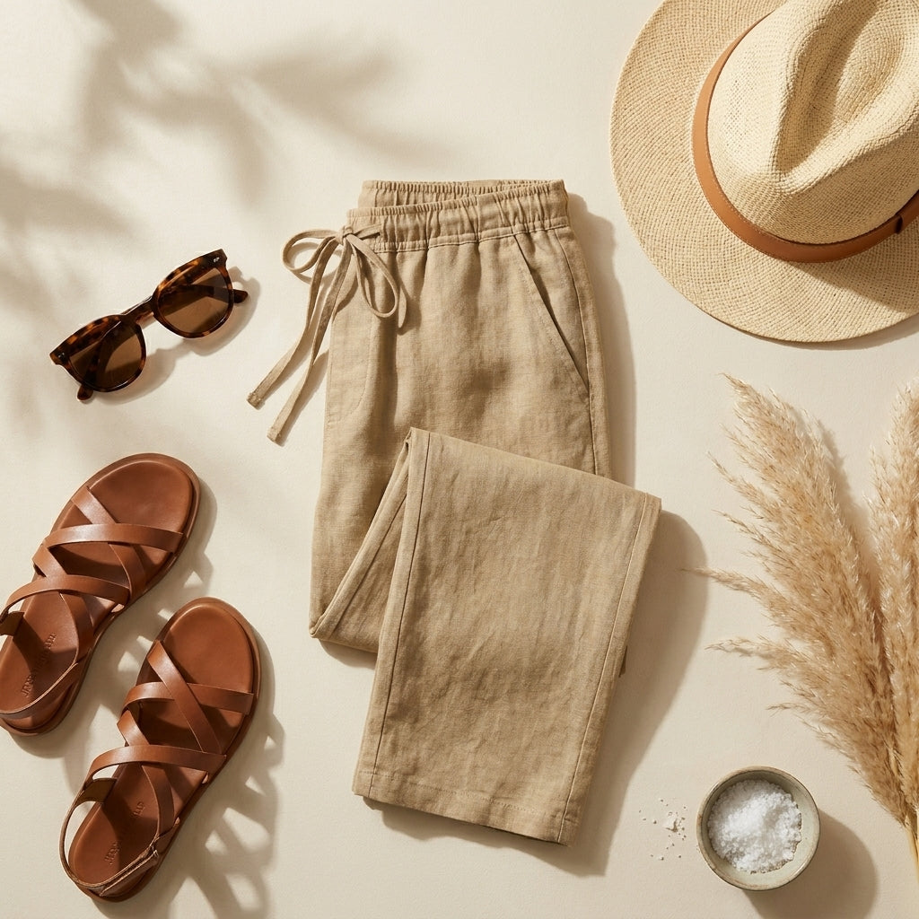 Premium Linen Pants – Dark Ivory